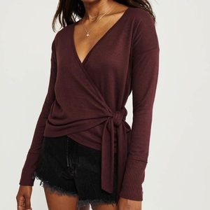Abercrombie & Fitch Burgundy Wrap Top